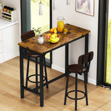 Bar Table Set of 2,39.3" Pub Height Table & 2 PU Upholstered Stools