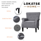 Modern Classic Accent Fabric Arm Chair, Linen Upholstered Single Sofa