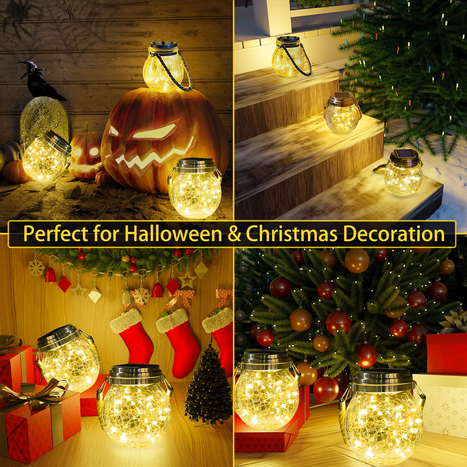 Solar Lantern, 2 Pack Lanterns with 30 LED Waterproof Garden Decor