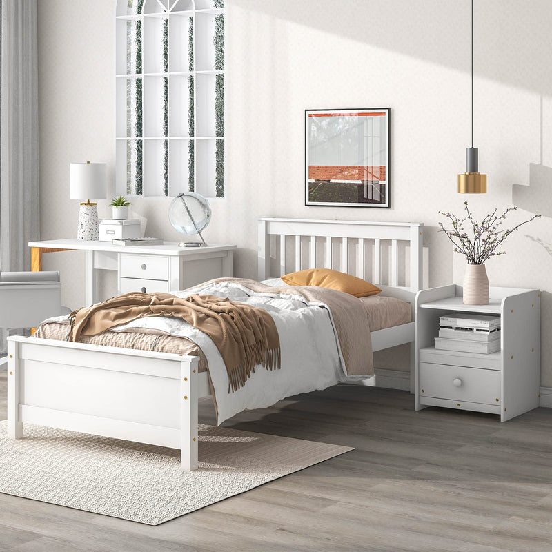 Bedroom Furniture Set with 1 Twin Beds Frame & 1 Nightstand