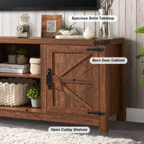 TV Stand for 75 Inch TV, Farmhouse TV Console Table with Barn Door Cabinets