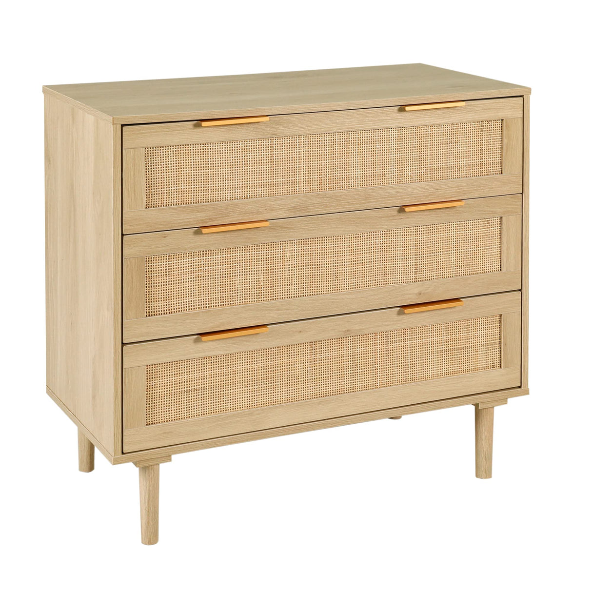 3 Drawer Dresser for Bedroom, Rattan Dresser Modern Closet Dressers Chest of Drawers