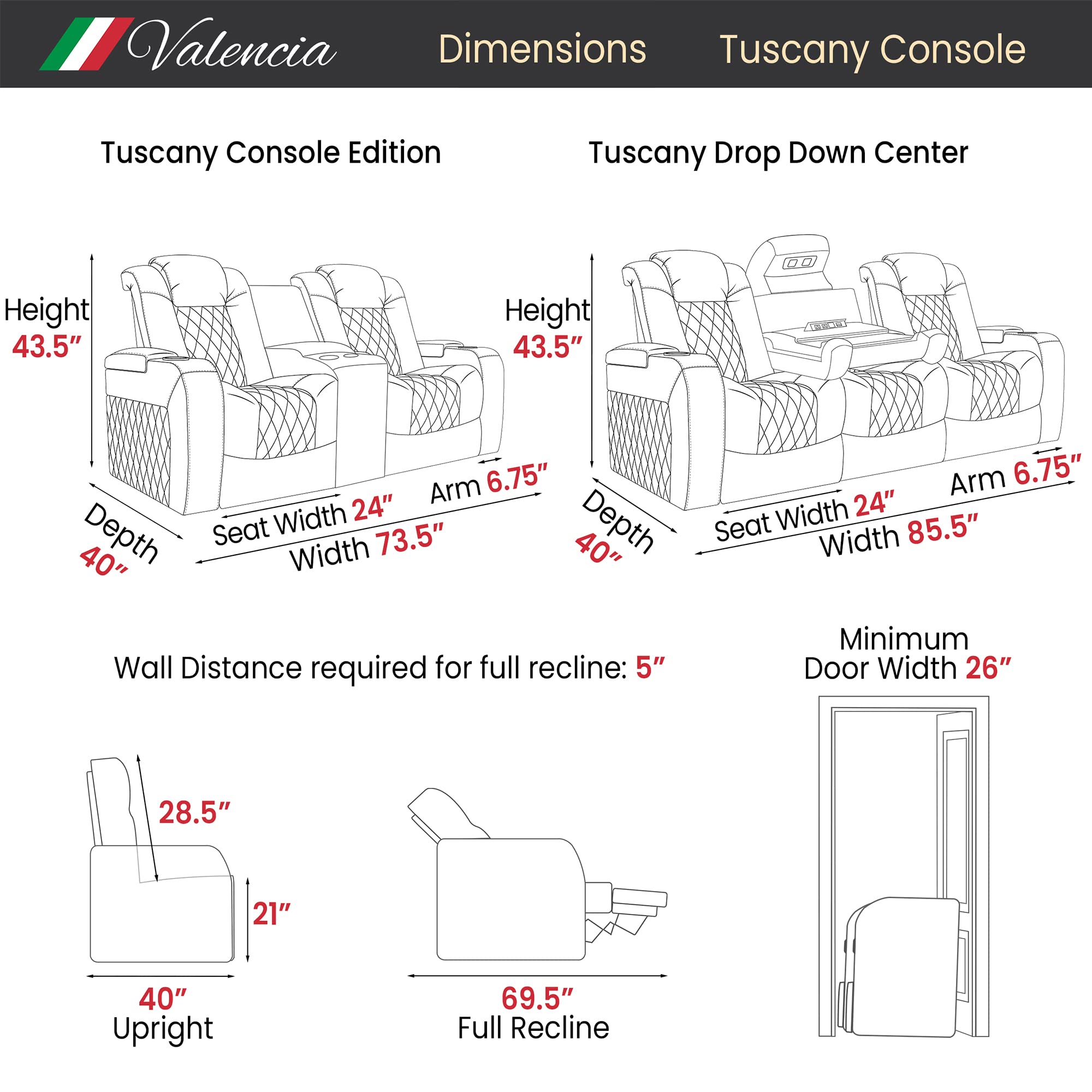 LuxeVibe 3-Seat Power Home Theater Recliner – Headrest & Ambient Lighting