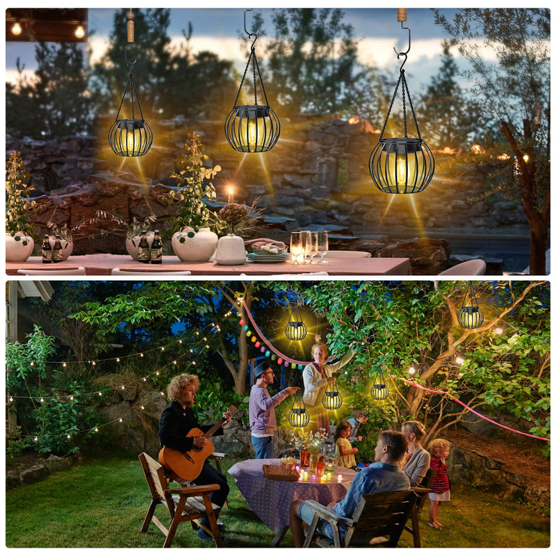 Solar Outdoor Lights Upgraded Hanging Solar Lantern Metal Solar Lights