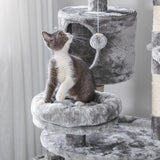 Cat Tree Round Cat Tower with Scratching Posts Cat Condo Pet Play House Cozy Basket