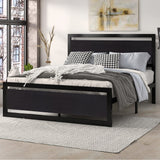 Bed Frame with Modern Wooden Headboard/Heavy Duty Platform Metal Bed Frame