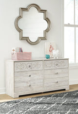 Paxberry Boho Chic 6 Drawer Dresser, Whitewash