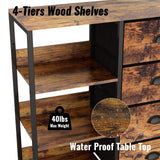 Fabric Dresser with 4 Drawers and Side Shelf,Industrial Lightweight Storage Unit Organizer