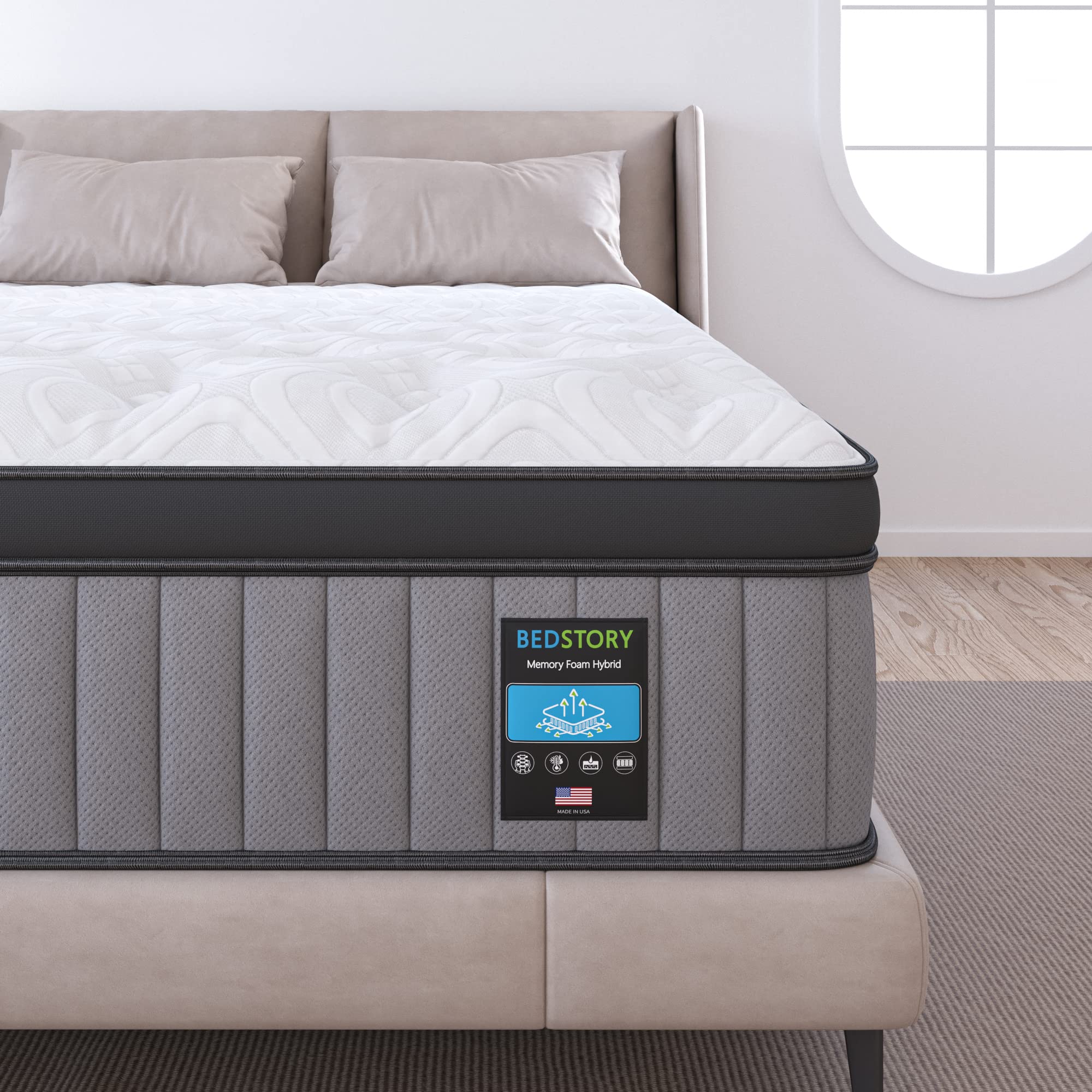 Queen Mattress 14 Inch - Luxury Hybrid Mattress for Extra Lumbar