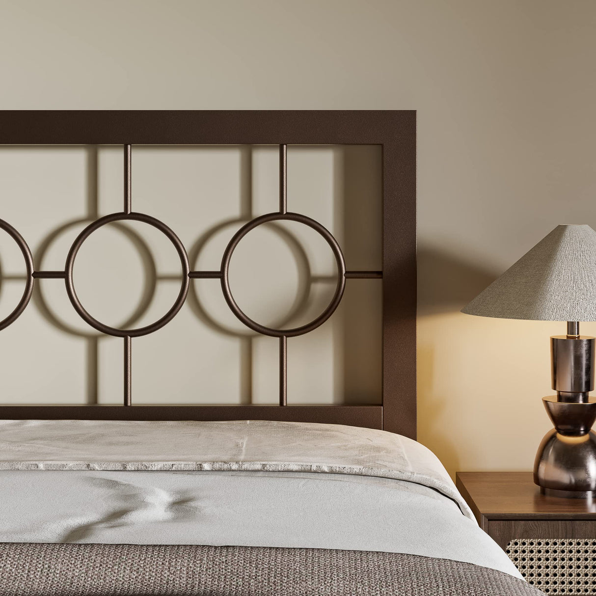 Twin Size Metal Platform Bed Frame with Modern and Vintage