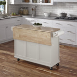 Mobile Kitchen Island Cart with Wood Drop Leaf Breakfast Bar