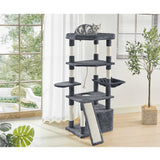 55.9 Inches Cat Tree Multi Level Cat Tower with Sisal-Covered Scratching Posts