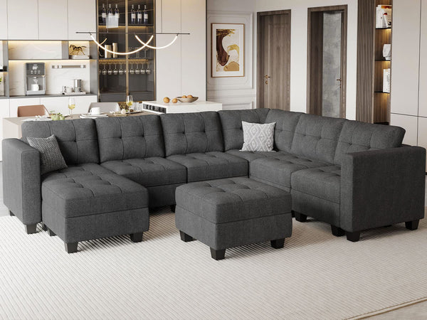 Modular Sectional Sofa Set with Ottomans Oversized U Shaped Sofa Set with Storage Seat