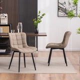 Khaki Dining Chairs Set of 2  Upholstered Modern Armless Dining Room Chair