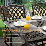 7-Piece Cast Aluminum Outdoor Table and Chairs, Antique Bronze Dining Sets