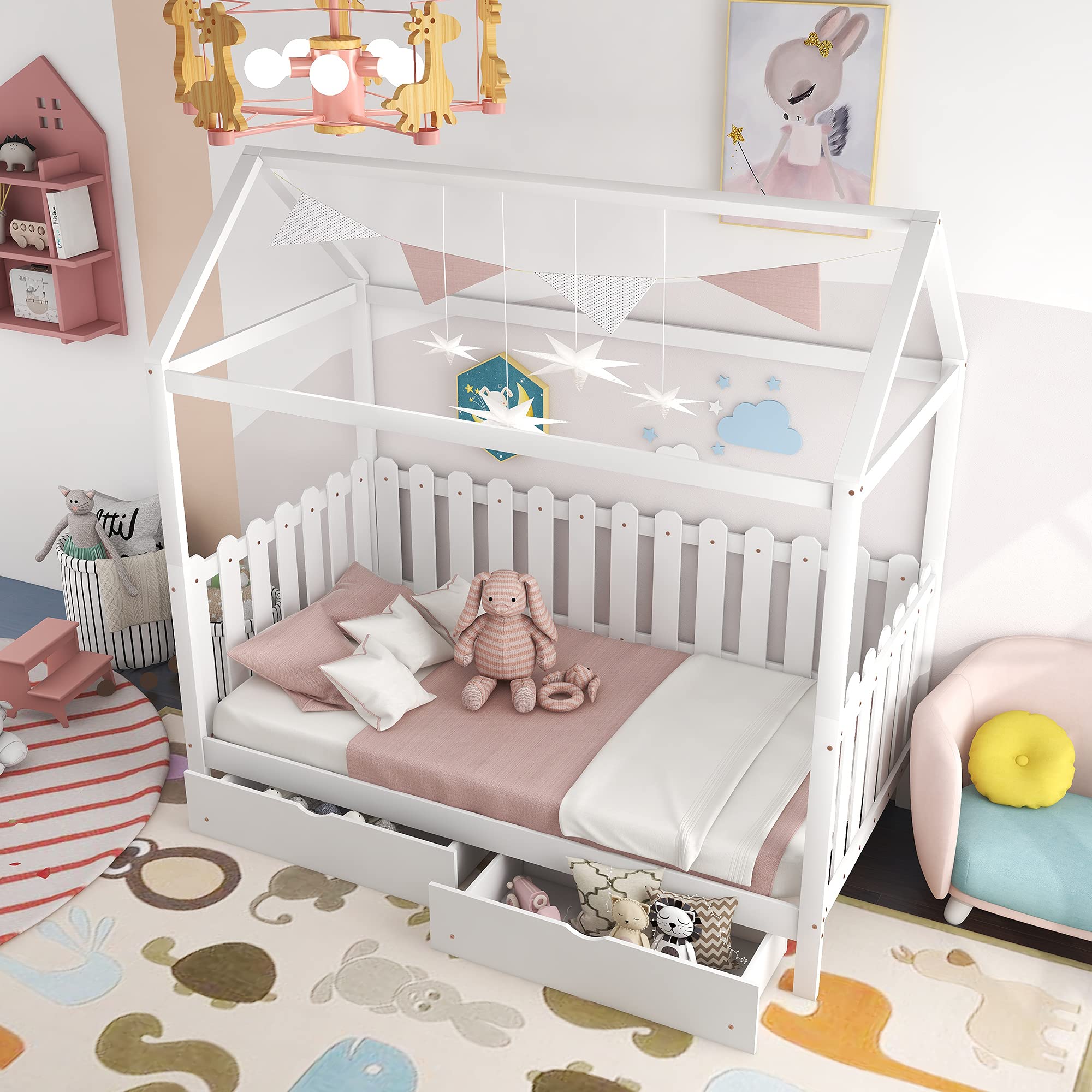 House Bed Twin, Wood House Bed Frame, House Twin Bed
