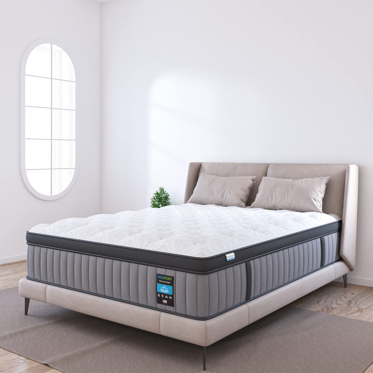 BedStory King Mattress Firm - 14 Inch Hybrid Mattress for Pain Relief