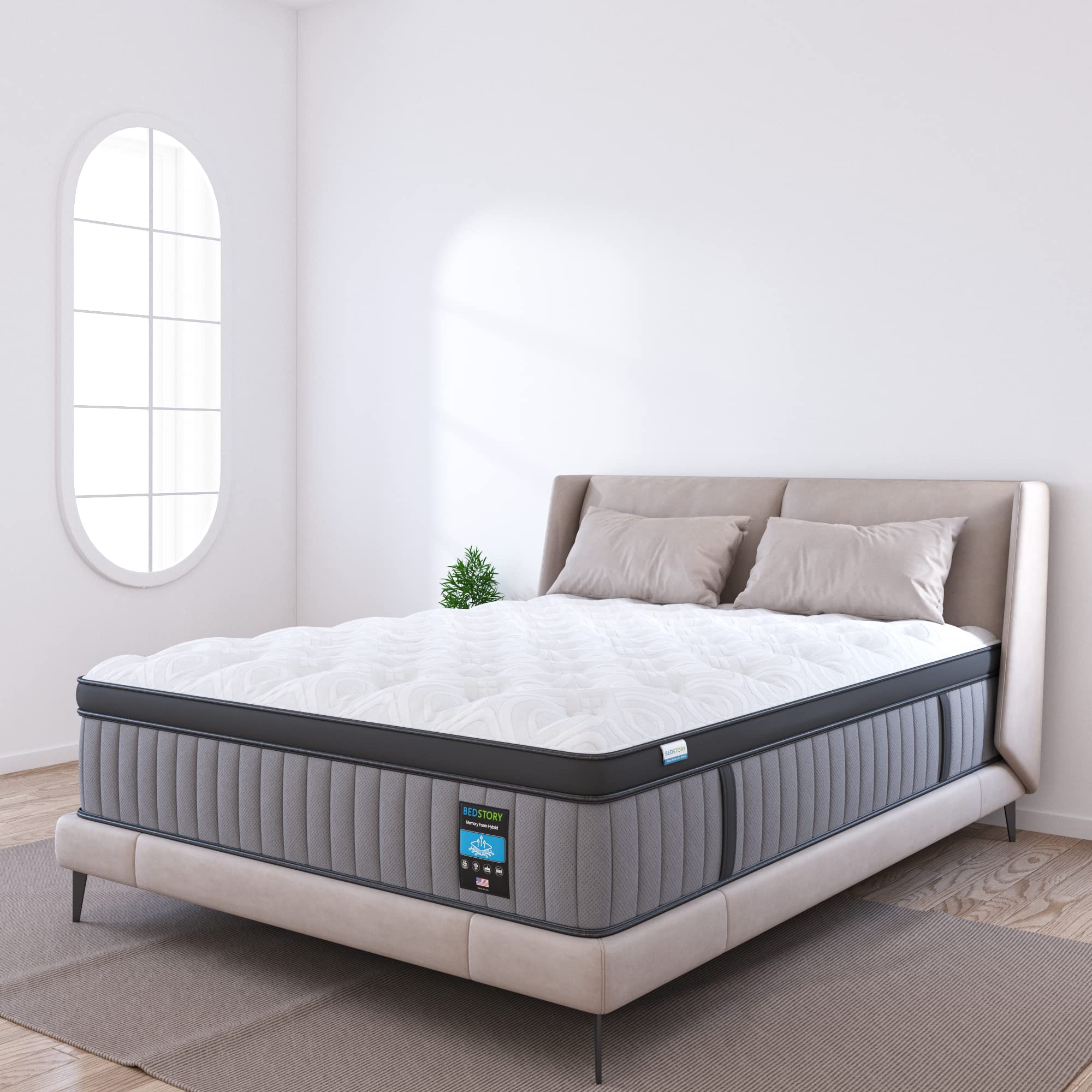 Queen Mattress 14 Inch - Luxury Hybrid Mattress for Extra Lumbar