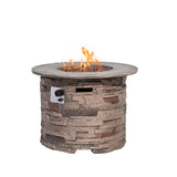 Outdoor Fire Pit Table,32-inch Imitation Stone Round Concrete Fire Pit