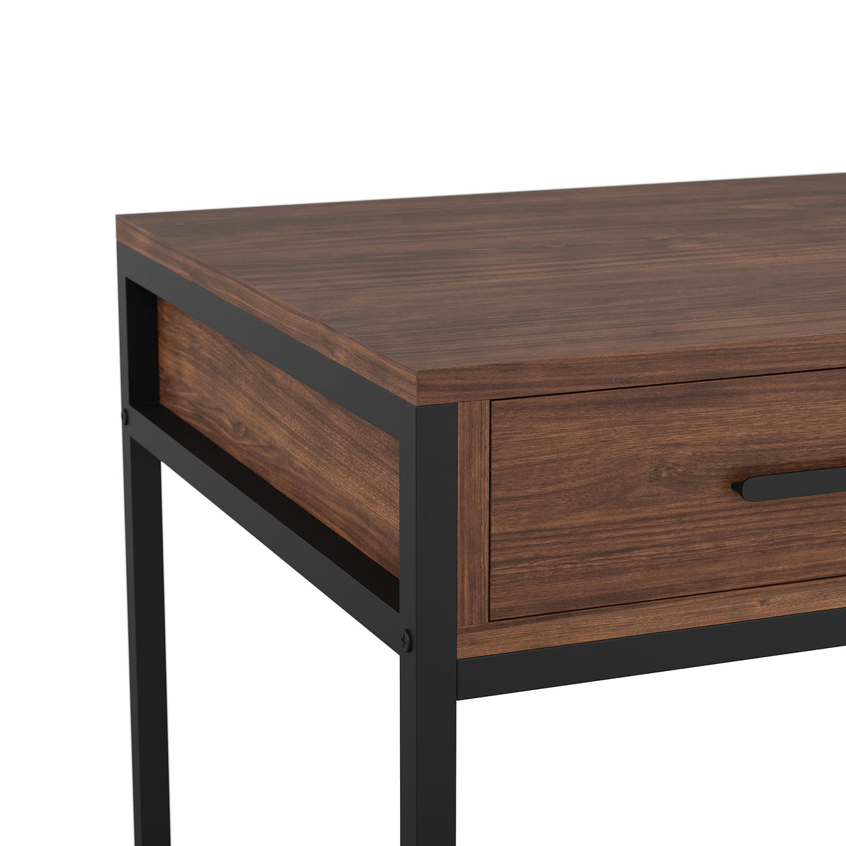 Ollie Home Office Desk with 3 Drawers in Walnut Wood Grain