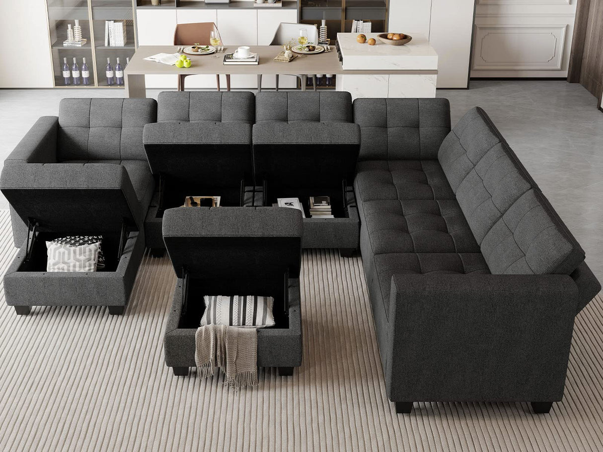 Sofa Set with Ottomans Oversized U Shaped Sofa Set with Storage Seat