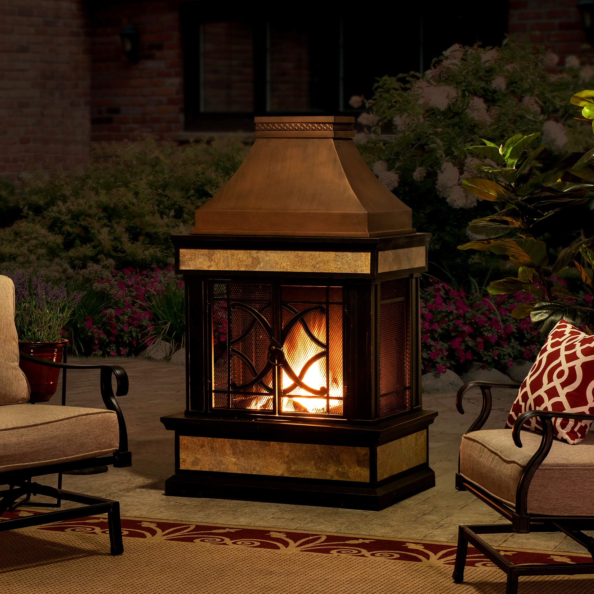 Outdoor Fireplace, Smith Collection Wood Burning Steel with Chimney