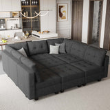 Modular Sectional Sleeper Sofa Couch with Storage Seat Reversible Modular Sofa Couch