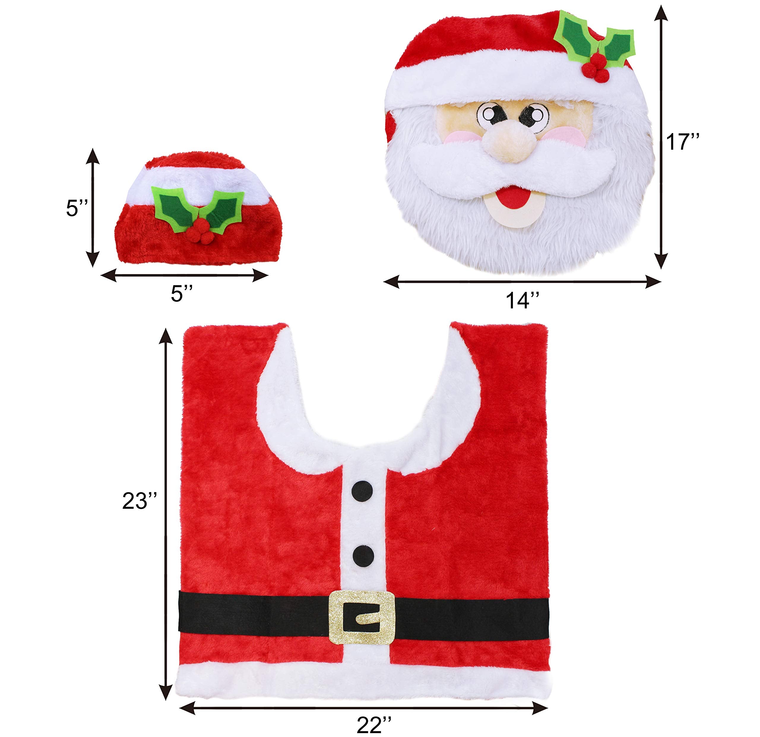 5 Pieces Christmas Theme Bathroom Decoration Set w/Toilet Seat Cover