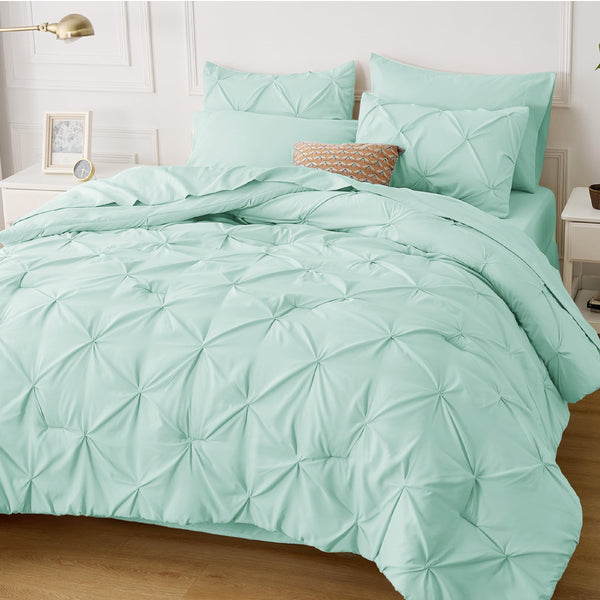 Full Size Comforter Sets - Bedding Sets Full 7 Pieces, Bed in a Bag Green Bed Sets with Comforter