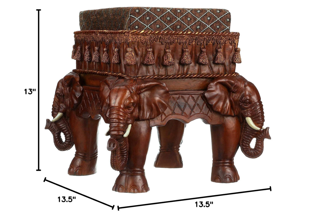 Maharajah Elephants Indian Decor Upholstered Footstool