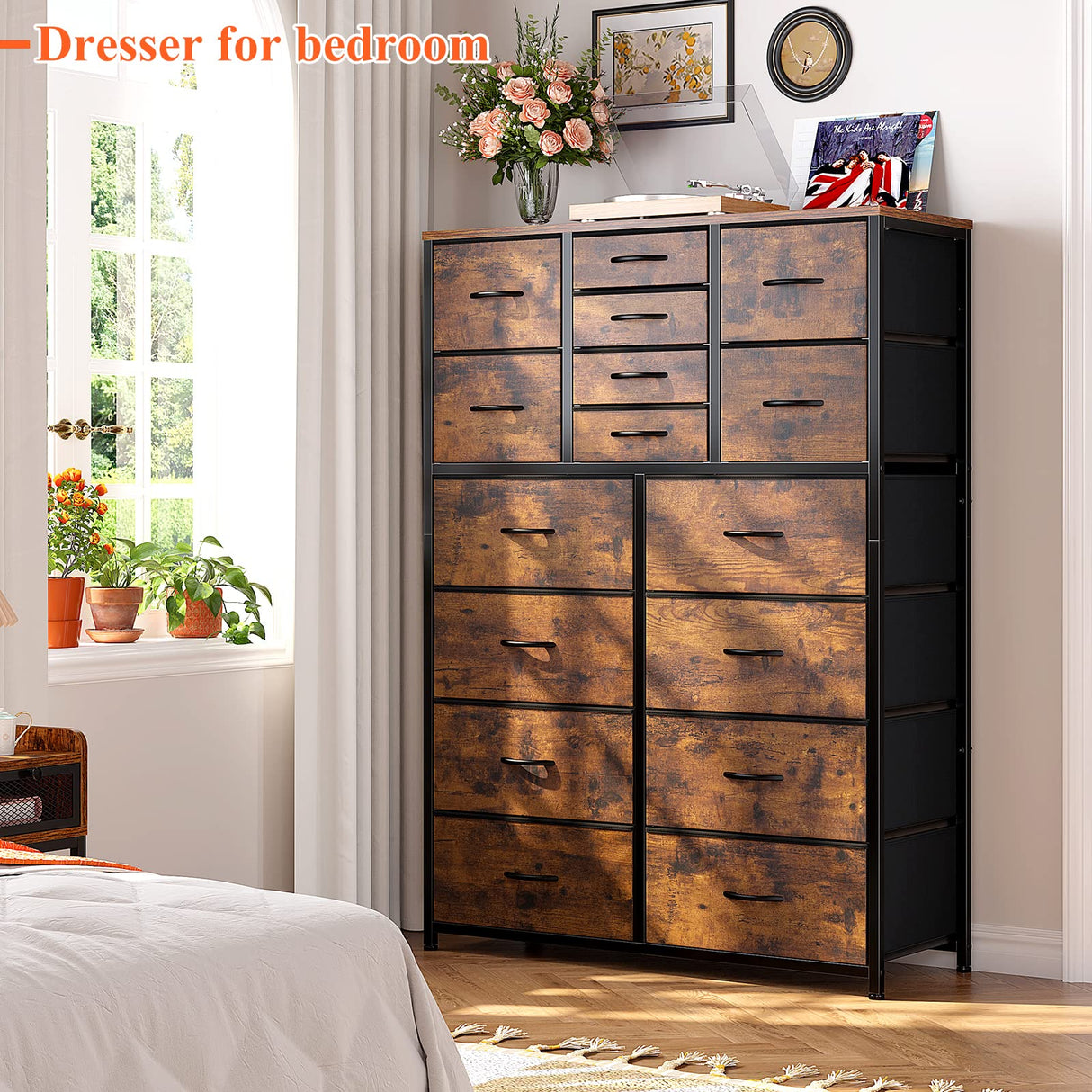 Dresser for Bedroom with 16 Drawer, Dressers & Chests of Drawers