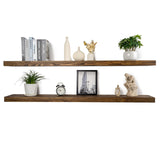 Rustic Floating Shelves 60 inch Long 8 "deep Set of 2, Heavy Duty Wood Wall Mounted Shelves