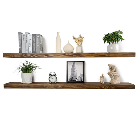 Rustic Floating Shelves 60 inch Long 8 "deep Set of 2, Heavy Duty Wood Wall Mounted Shelves