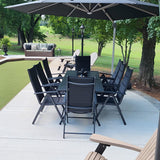 9 Pieces Outdoor Patio Dining Set with 8 Folding Portable Chairs