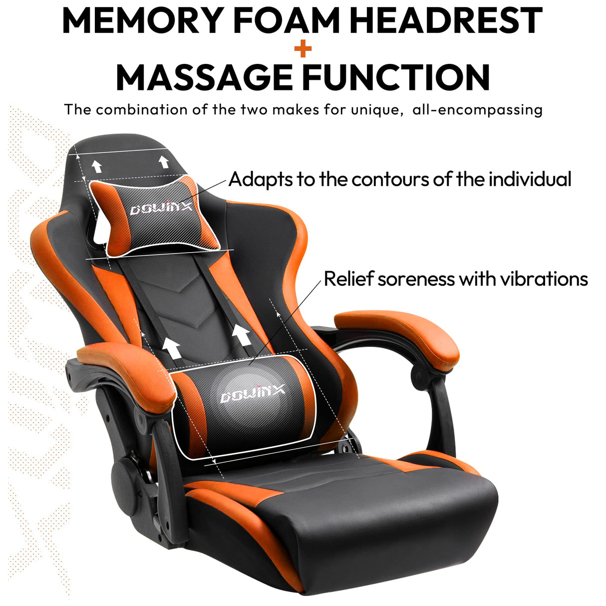 Gaming Chair Ergonomic Racing Style Recliner with Massage Lumbar Support, Office Armchair for Computer PU Leather E-Sports Gamer Chairs