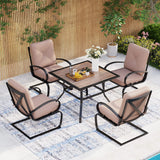 Patio Dining Set for 4 Outdoor Furniture Square Bistro Table Wooden Top