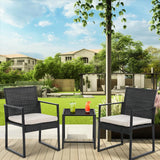 3-Piece Rattan Wicker Bistro Set Outdoor Conversation Set Sturdy Frame Wicker