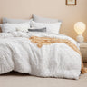 Boho Comforter Set  - White Tufted Shabby Chic Bedding Comforter Set