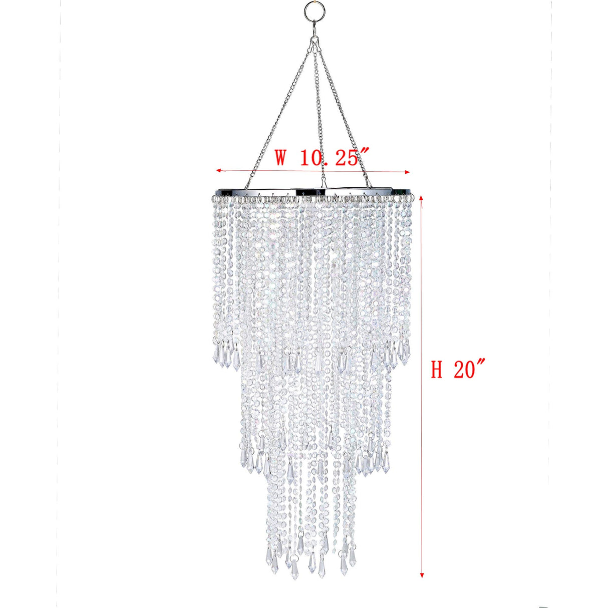 Modern Chrome Beaded Hanging Chandelier (W10.25 x H20”)