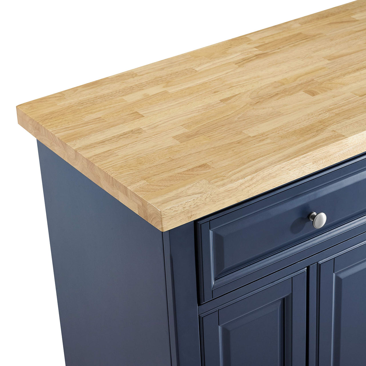 Madison Kitchen Island with Butcher Block Top, Navy