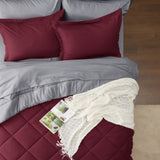 Burgundy Queen Comforter Set - 7 Pieces Reversible Queen Bed in a Bag Queen Bed Set