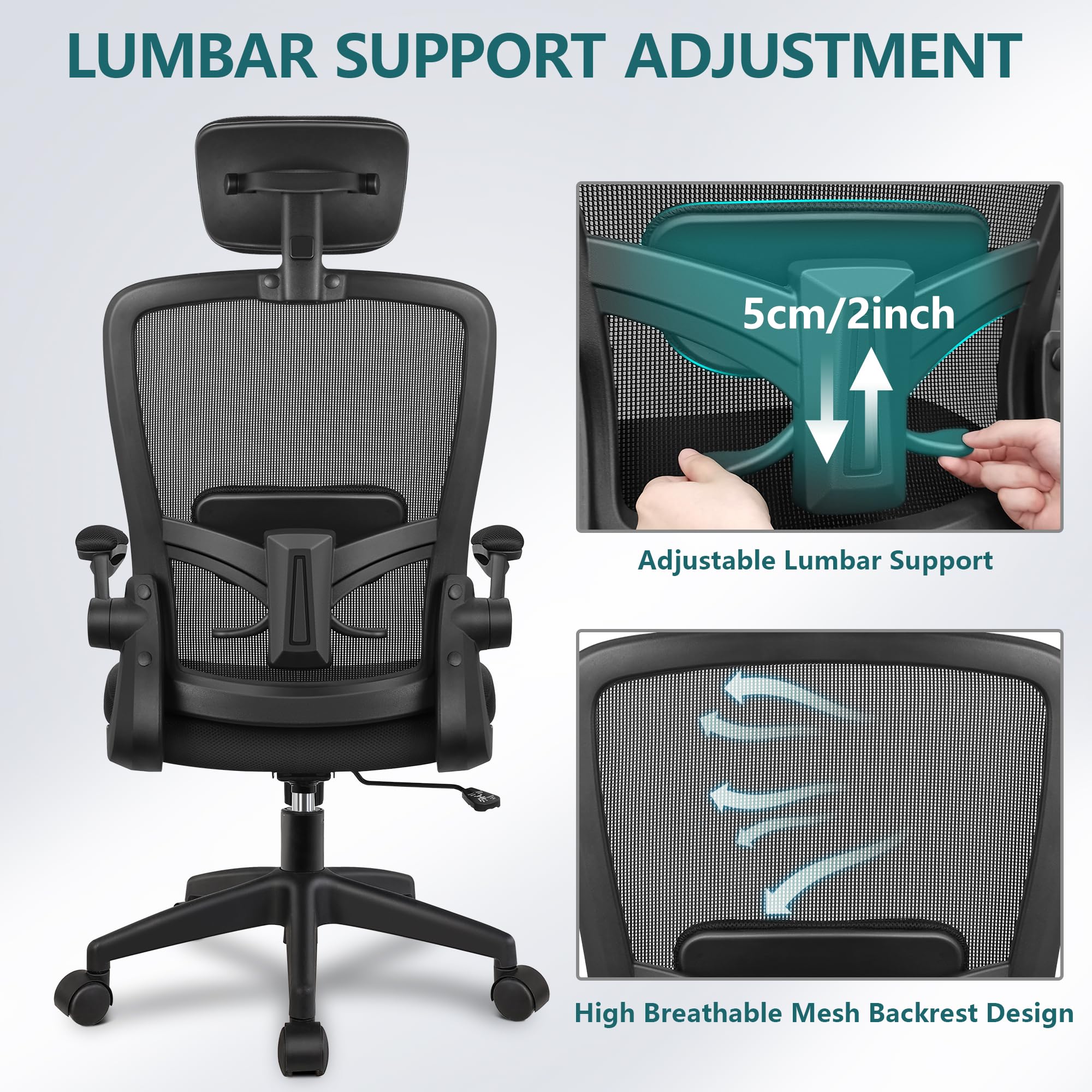 Ergonomic Office Chair, Headrest Desk Chair