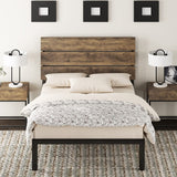 Twin Size Platform Bed Frame with Wooden headboard and Metal Slats/Rustic Country