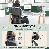 Office Chair Ergonomic Desk Chair with Headrest, High Back Computer Chair