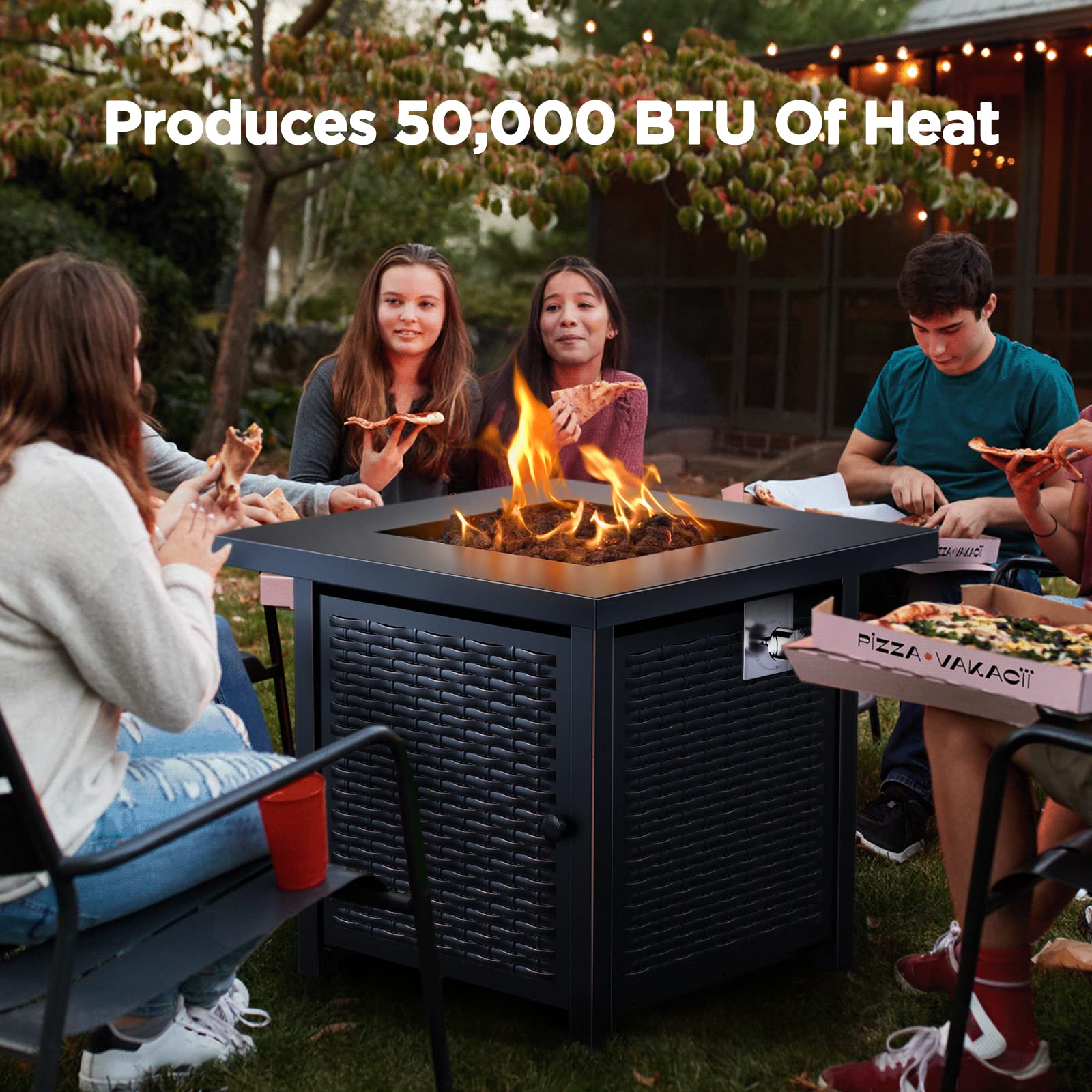 Propane Fire Pits 28 Inch Outdoor Gas Fire Pit, 50,000 BTU Steel Fire Table