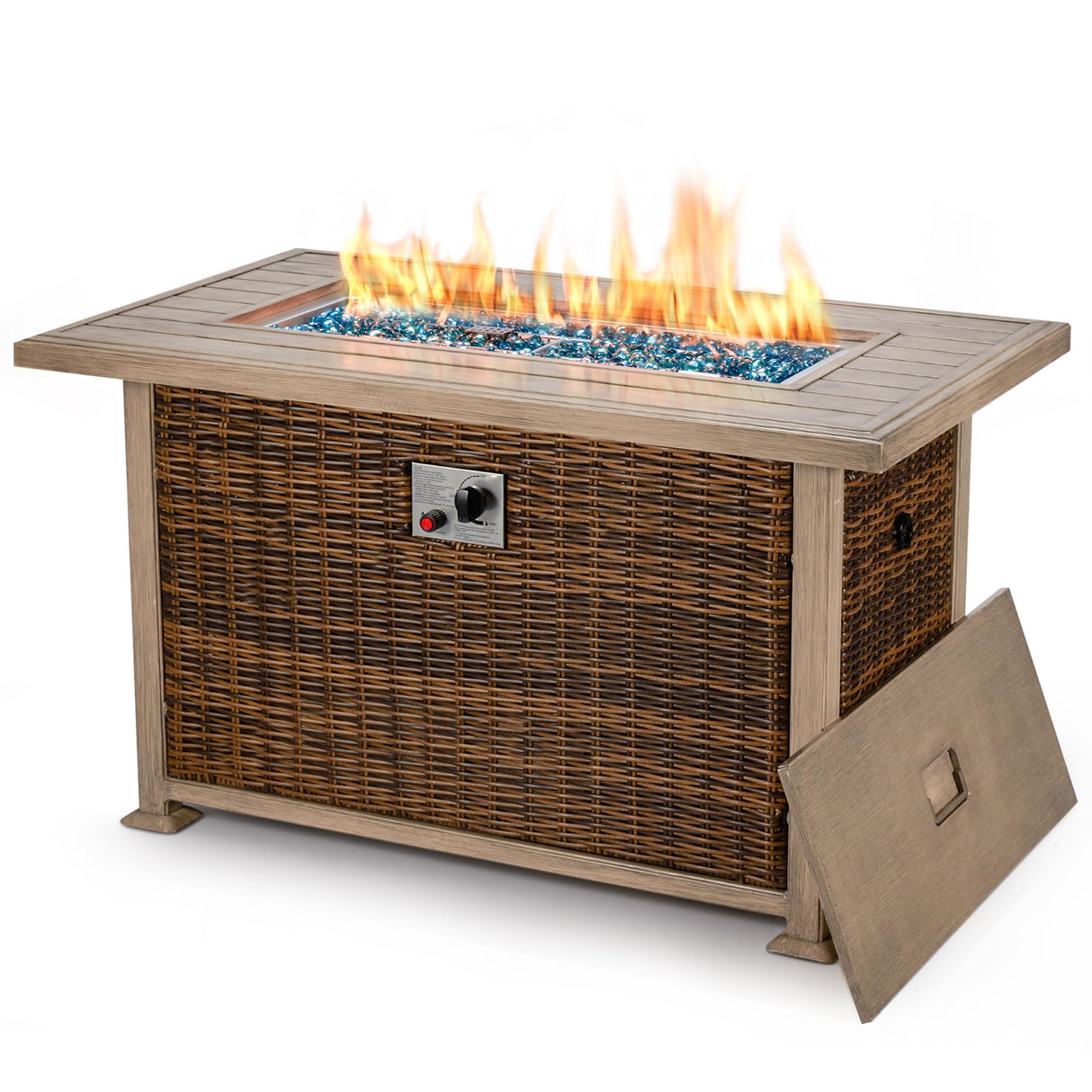 44" L Propane Gas Pit Fire Table,50,000 BTU Auto-Ignition, CSA Certification, Aluminum