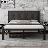 Full Size Metal Platform Bed Frame with Upholstered Headboard, Upgraded Heavy Duty Bed Frame