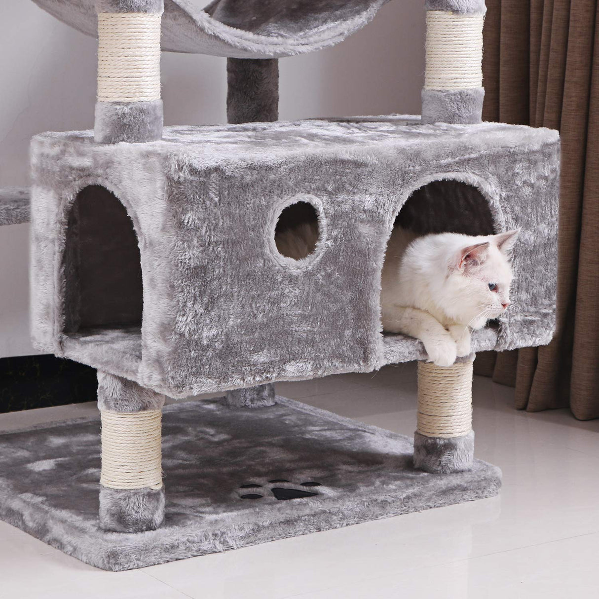 Large Cat Tree Condo with Sisal Scratching Posts Perches Houses Hammock, Cat Tower Furniture