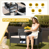 Outdoor Patio Loveseat Modern Rattan 2-Seat Patio Conversation Set