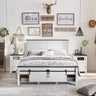 Farmhouse Wood Bed Frame Queen Size with Sliding Barn